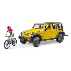 Jeep Wrangler Rubicon Unlimited met mountainbike en fietser (Bruder)