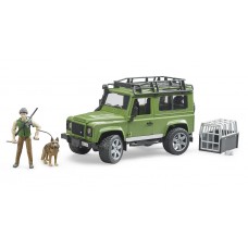 Land Rover Defender Station Wagon met boswachter en hond 1:16 (Bruder)