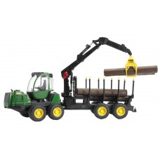 JD 1210E forwarder + 4 boomstammen en houtgrijper 1:16 (Bruder)