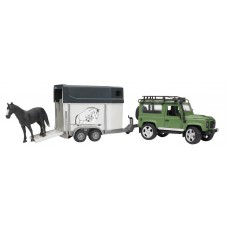 Land Rover Defender incl. paardentrailer en paard 1:16 (Bruder)