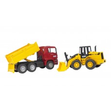 MAN TGA kipper met shovel 1:16 (Bruder) MAN TGA kipper met shovel 1:16 (Bruder)
