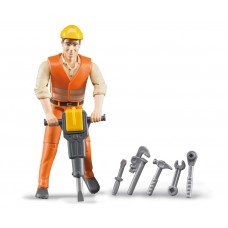 Bouwvakker met accessoires 1:16 (Bruder)